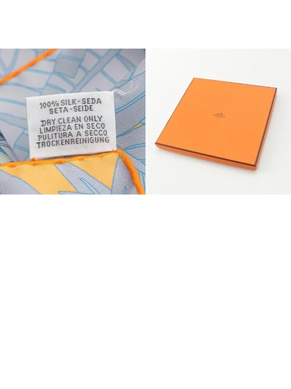Hermes Carre 90 Silk Double Face Les Douze Leopards 12 Scarf Orange Blue